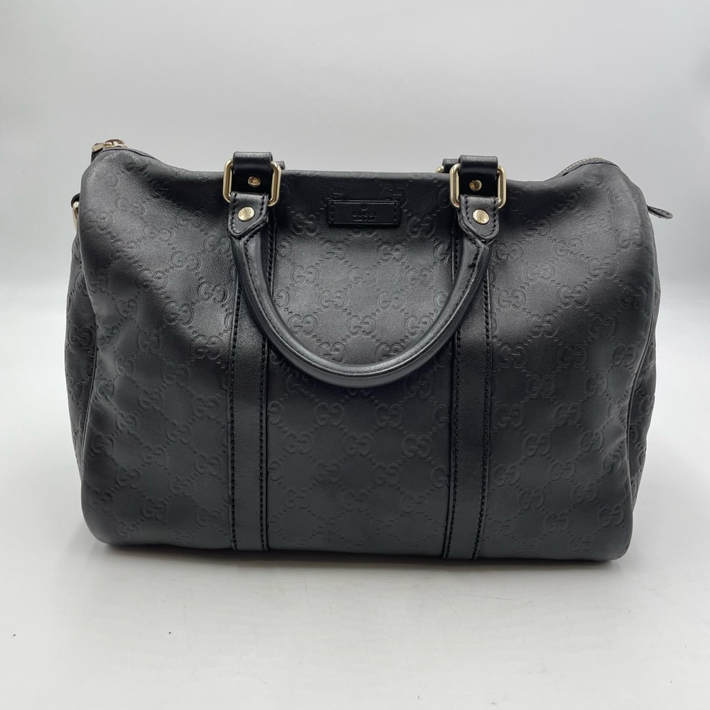 Gucci Black Embossed Leather Satchel